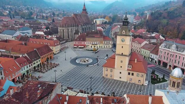 Aerial view of Council Square in Brasov Romania. Aerial view of Council Square in Brasov Romania.
