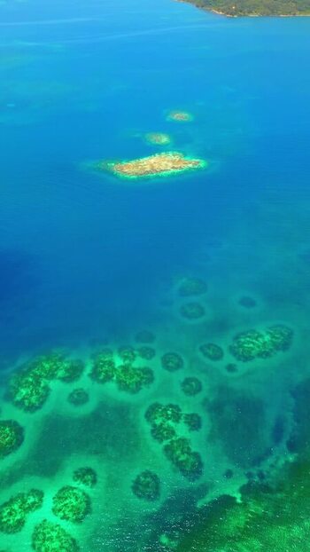 Aerial view of coral reefs and turquoise waters Honduras. Aerial view of coral reefs and turquoise waters Honduras.