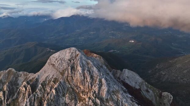 Aerial view of Pizzo d Uccello mountain peak Italy.