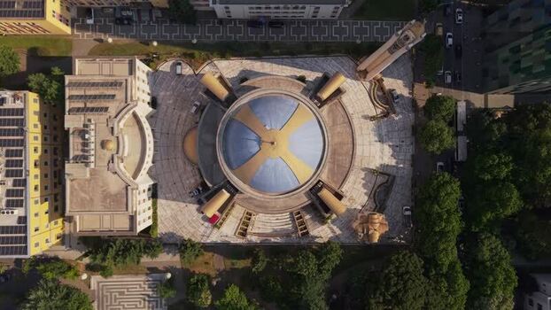 Aerial view of Resurrection of Christ Orthodox Cathedral Albania.