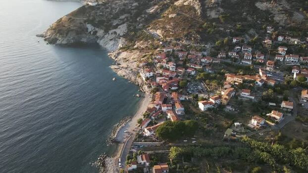 Aerial View of Pomonte Elba Island Tuscany Italy.