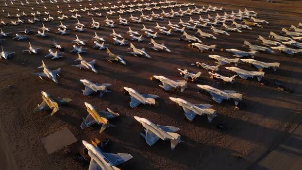 Aerial view of aircraft boneyard United States. Aerial view of aircraft boneyard United States.