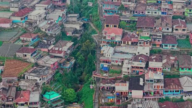 Aerial view of Nepal Van Java village in Magelang Indonesia. Aerial view of Nepal Van Java village in Magelang Indonesia.