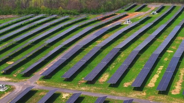 Aerial view of Solar Panels United States.