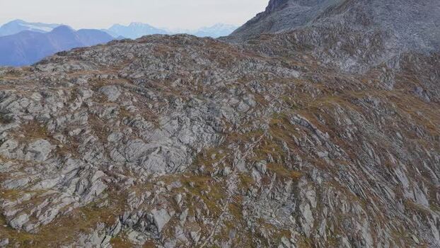 Aerial view of Aletsch Glacier mountain landscape Switzerland.