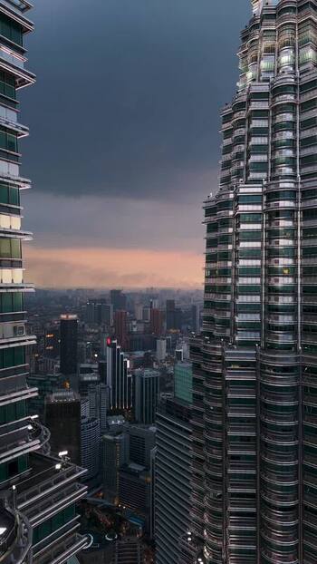 Aerial view of Petronas Towers Malaysia.