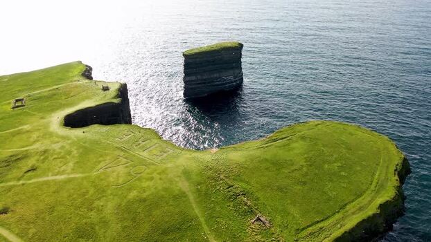 Aerial view of Dun Briste sea stack near Ballycastle Ireland. Aerial view of Dun Briste sea stack near Ballycastle Ireland.