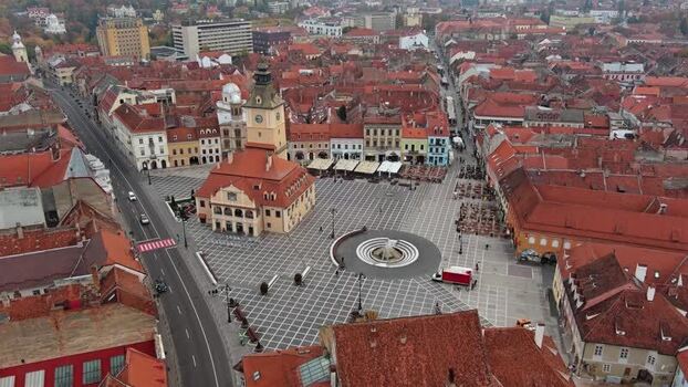 Aerial view of Council Square in Brasov Romania. Aerial view of Council Square in Brasov Romania.