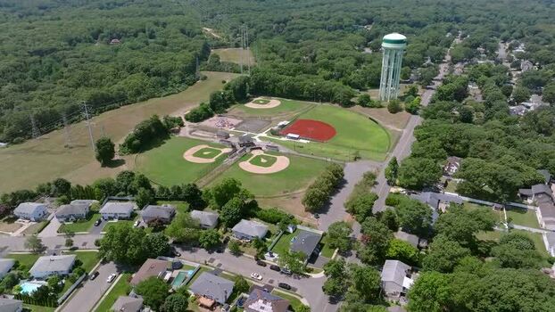 Aerial view of a baseball field in Long Island USA.