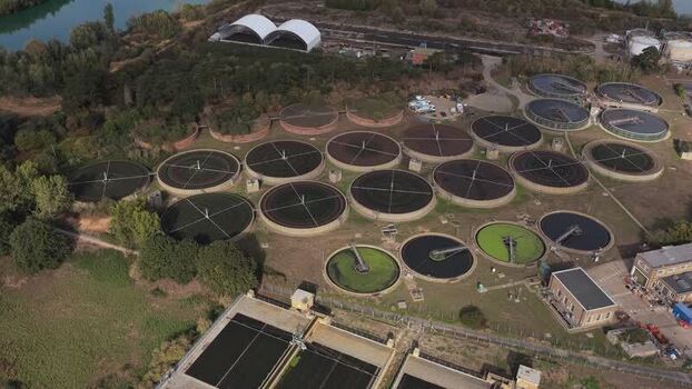 Aerial view of Aylesford water treatment plant United Kingdom. Aerial view of Aylesford water treatment plant United Kingdom.