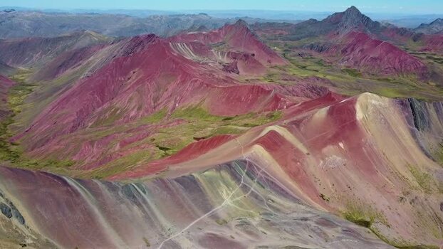 Aerial view of Vinicunca mountain range in Peru. Aerial view of Vinicunca mountain range in Peru.