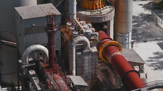 Aerial view of Sacci cement factory in Castelraimondo Italy.