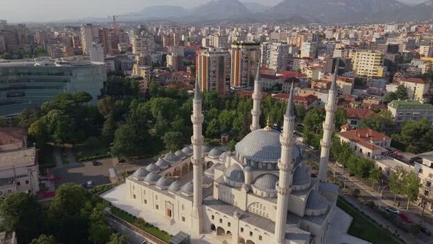 Aerial view of the Great Mosque of Tirana Albania.
