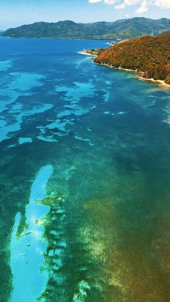Aerial view of the tropical island of Guanaja Honduras. Aerial view of the tropical island of Guanaja Honduras.