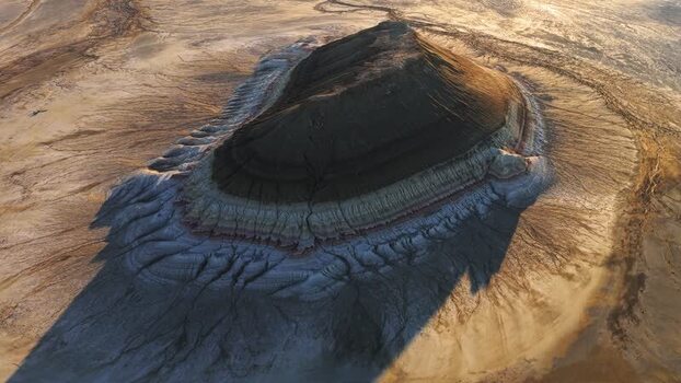 Aerial view of Gora Bokty mountain in the desert landscape Kazakhstan. Aerial view of Gora Bokty mountain in the desert landscape Kazakhstan.