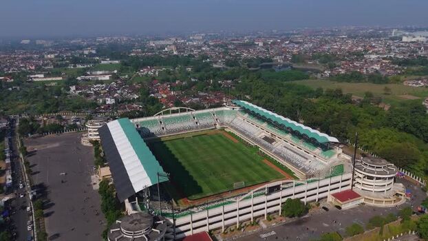 Aerial view of Maguwoharjo Stadium in Indonesia.