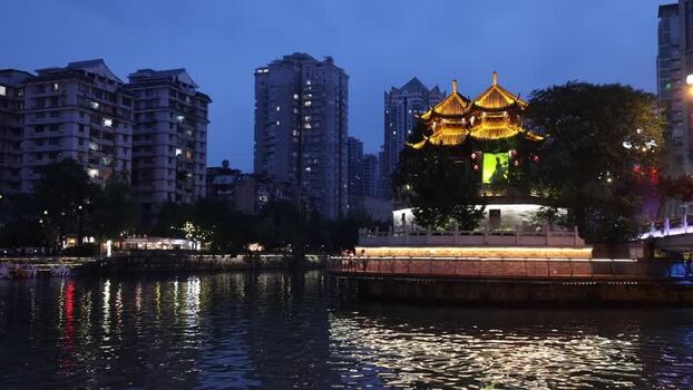 View of Anshun Bridge at night in Chengdu China. View of Anshun Bridge at night in Chengdu China.