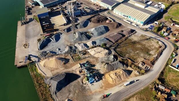 Aerial view of ABP s Port of Ipswich United Kingdom.