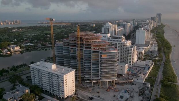 Aerial view of construction site in Miami Beach United States.