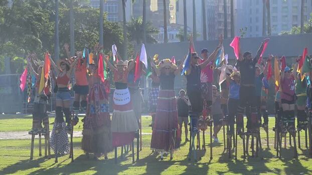 View of Festa Junina stilt walkers in Rio de Janeiro Brazil. View of Festa Junina stilt walkers in Rio de Janeiro Brazil.