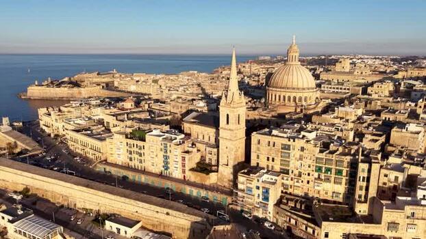 Aerial view of the Basilica of Our Lady of Mount Carmel Malta.