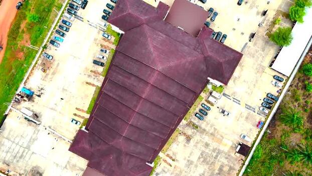 Aerial view of a large building with car park Nigeria. Aerial view of a large building with car park Nigeria.