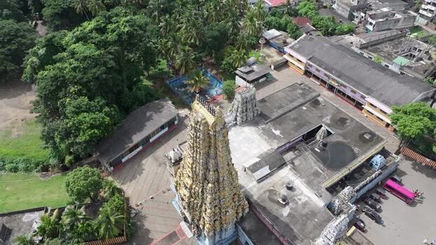 Aerial view of Sri Muthumariamman Temple in Kandy Sri Lanka.