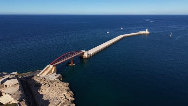 Aerial view of Saint Elmo lighthouse and bridge Malta. Aerial view of Saint Elmo lighthouse and bridge Malta.