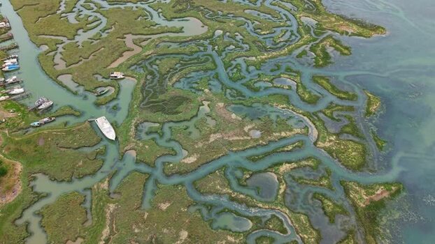 Aerial view of the German U boat shipwreck in River Medway United Kingdom.