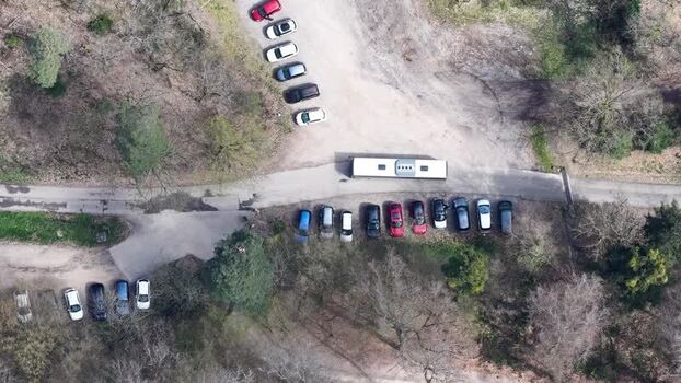 Aerial view of parking lot in Kintzheim France.