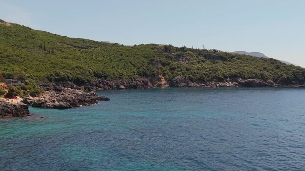 Aerial view of Aquarium Beach in Jala Albania.