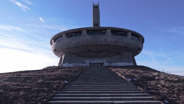 Aerial view of Buzludzha Monument in Stara Zagora Bulgaria.