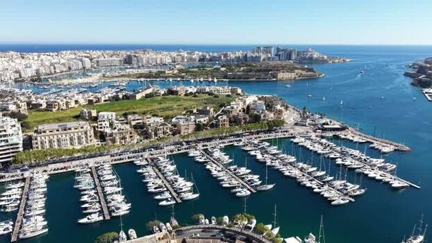 Aerial view of yachts in the marina and Manoel Island Malta. Aerial view of yachts in the marina and Manoel Island Malta.