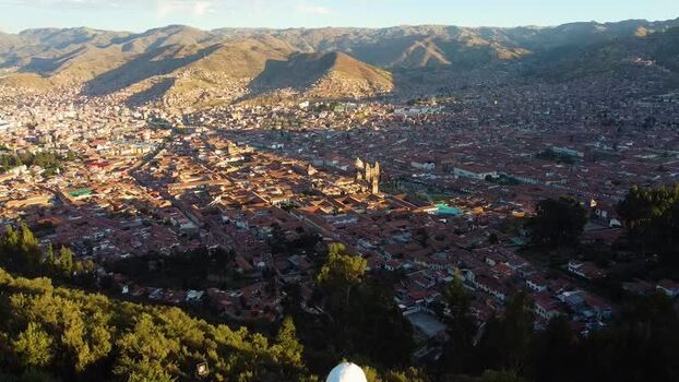 Aerial view of Cusco city and Cristo Blanco viewpoint Peru. Aerial view of Cusco city and Cristo Blanco viewpoint Peru.
