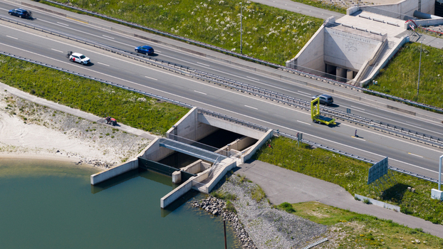 Aerial View of the Vismigratierivier at the Afsluitdijk Aerial View of the Vismigratierivier at the Afsluitdijk