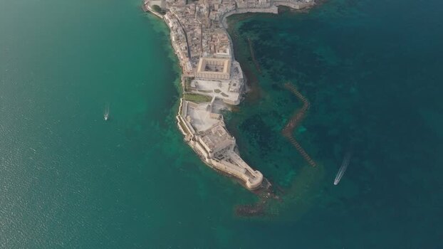 Aerial view of Maniace Castle on Ortigia Island Italy. Aerial view of Maniace Castle on Ortigia Island Italy.