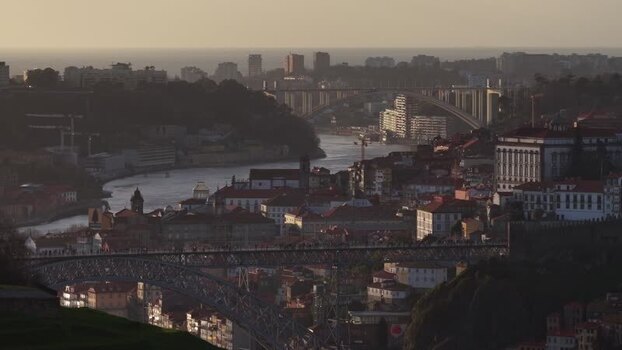 Aerial view of Dom Lu&iacute;s I Bridge Portugal.