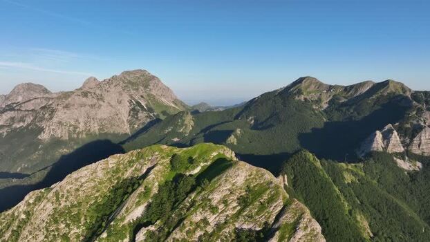 Aerial view of Monte Freddone in the Apuan Alps Italy.
