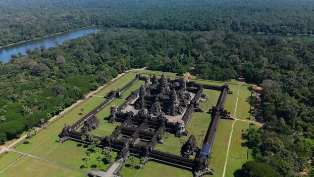 Aerial view of Angkor Wat temple complex in Cambodia. Aerial view of Angkor Wat temple complex in Cambodia.