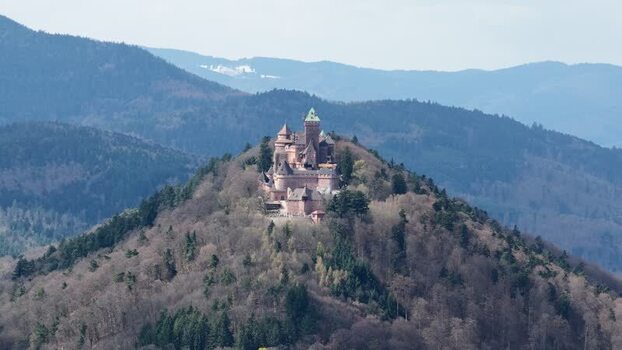 Aerial view of Haut Koenigsbourg castle France.