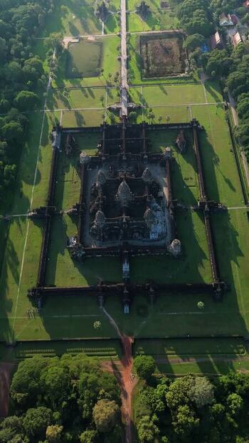 Aerial view of Angkor Wat temple complex in Cambodia. Aerial view of Angkor Wat temple complex in Cambodia.