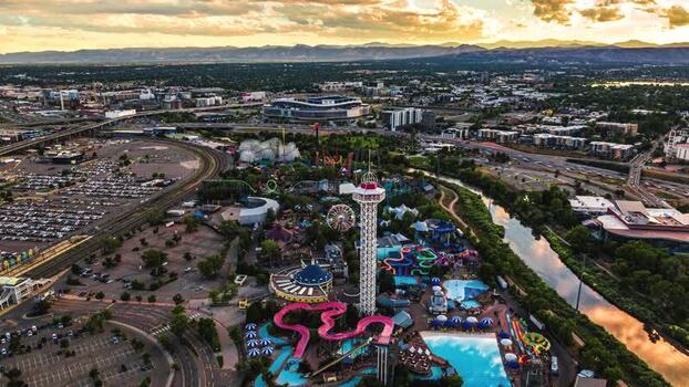 Aerial view of Elitch Gardens theme park in Denver United States.