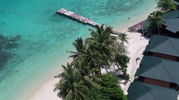 Aerial view of Perhentian Islands beach and jetty Malaysia. Aerial view of Perhentian Islands beach and jetty Malaysia.