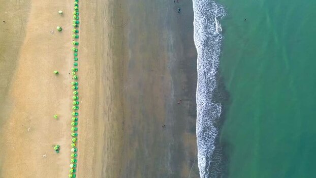 Aerial view of beach with umbrellas Bangladesh. Aerial view of beach with umbrellas Bangladesh.