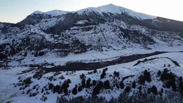 Aerial view of snow covered Patagonian mountains in Chile. Aerial view of snow covered Patagonian mountains in Chile.