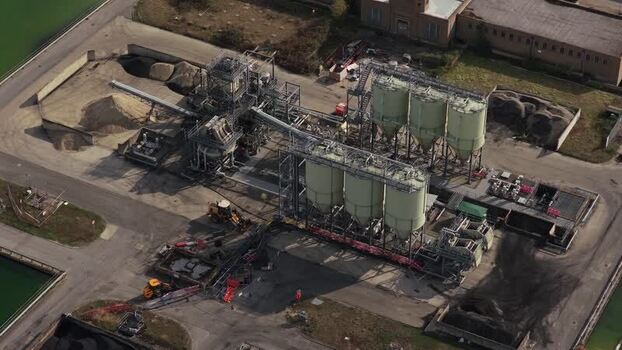 Aerial view of Ashford Common Water Treatment Works United Kingdom.