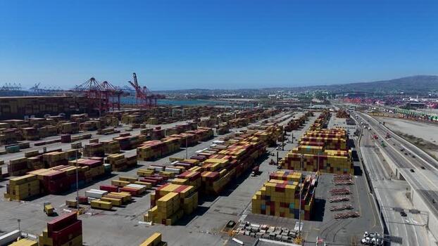 Aerial view of the Port of Long Beach United States.