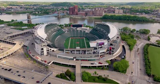 Aerial view of Paycor Stadium in Cincinnati United States.