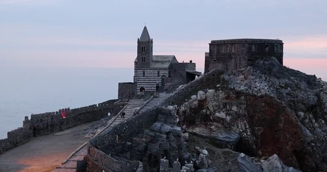 View of the Church of San Pietro and Doria Castle Italy.