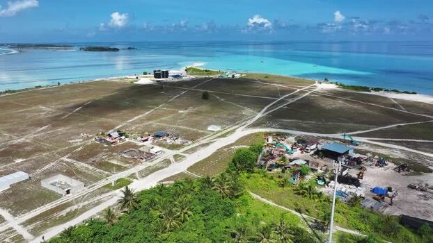Aerial view of the coastal landscape in Thulusdhoo Maldives.